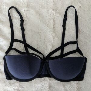 & other stories cage bra lightly lined dark blue black size 70B EU 32A us